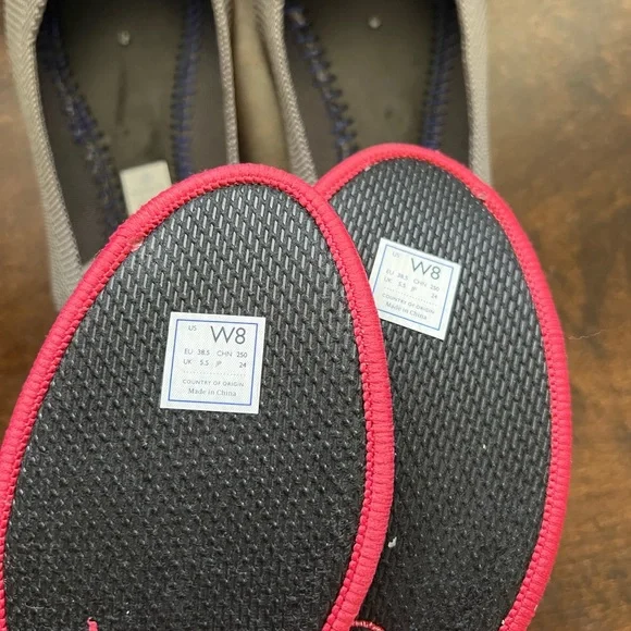 Rothys Women's The Flat Round Toe Size 8 Charcoal Gray Birdseye Red Insole - Picture 5 of 7